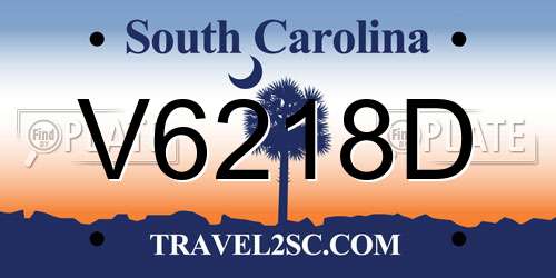 V6218D South Carolina License Plate