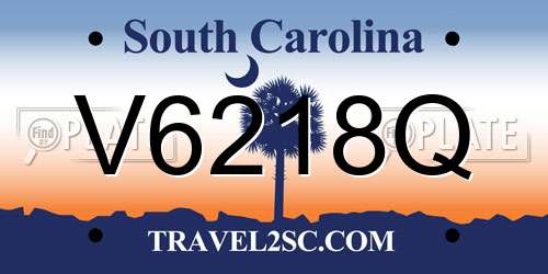 V6218Q South Carolina License Plate