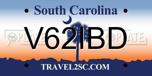 V62IBD South Carolina License Plate