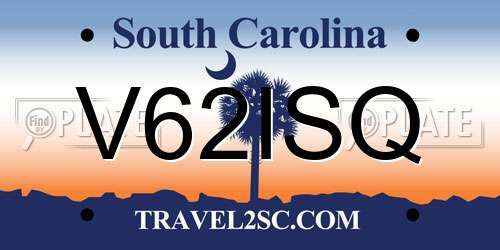 V62ISQ South Carolina License Plate