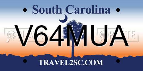 V64MUA South Carolina License Plate