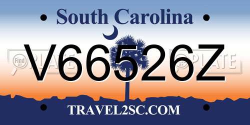 V66526Z South Carolina License Plate