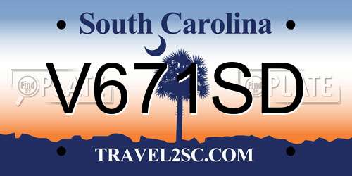 V671SD South Carolina License Plate