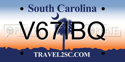 V67IBQ South Carolina License Plate