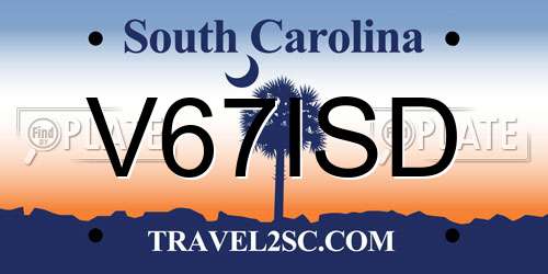 V67ISD South Carolina License Plate