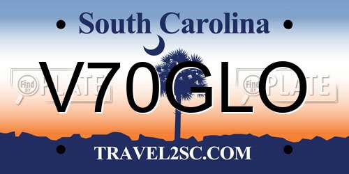 V70GLO South Carolina License Plate