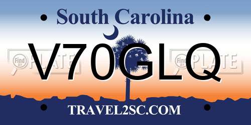 V70GLQ South Carolina License Plate