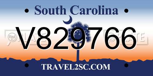 V829766 South Carolina License Plate