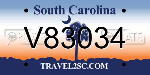 V83034 South Carolina License Plate