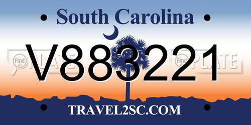 V883221 South Carolina License Plate