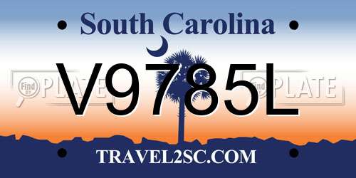 V9785L South Carolina License Plate