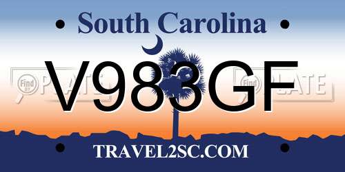 V983GF South Carolina License Plate