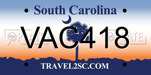 VAC418 South Carolina License Plate