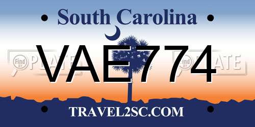 VAE774 South Carolina License Plate