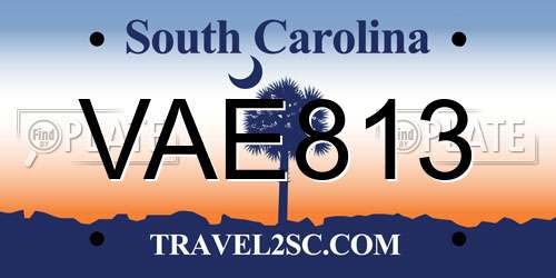 VAE813 South Carolina License Plate