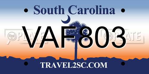 VAF803 South Carolina License Plate
