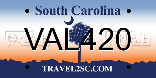 VAL420 South Carolina License Plate