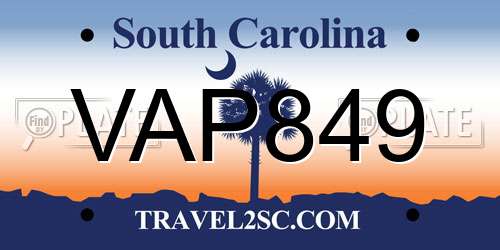 VAP849 South Carolina License Plate