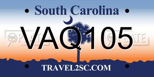VAQ105 South Carolina License Plate