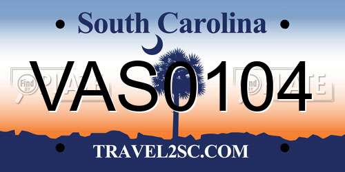 VAS0104 South Carolina License Plate
