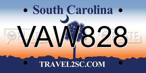 VAW828 South Carolina License Plate