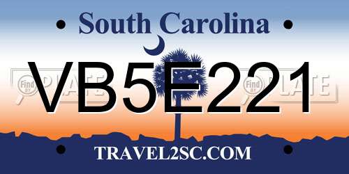 VB5E221 South Carolina License Plate