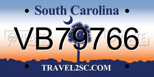 VB79766 South Carolina License Plate