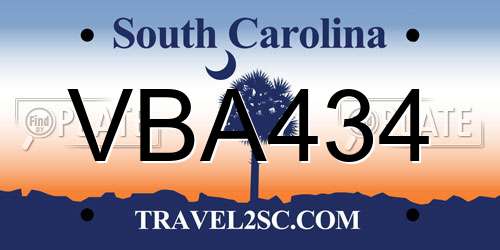 VBA434 South Carolina License Plate