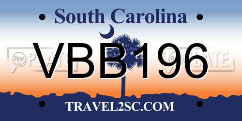 VBB196 South Carolina License Plate