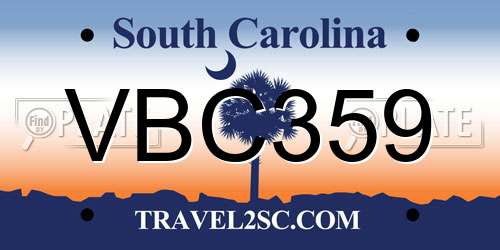 VBC359 South Carolina License Plate