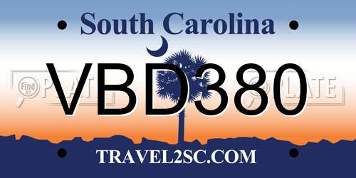 VBD380 South Carolina License Plate