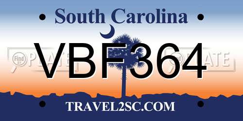 VBF364 South Carolina License Plate