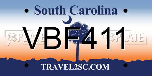 VBF411 South Carolina License Plate
