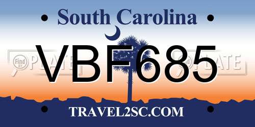 VBF685 South Carolina License Plate