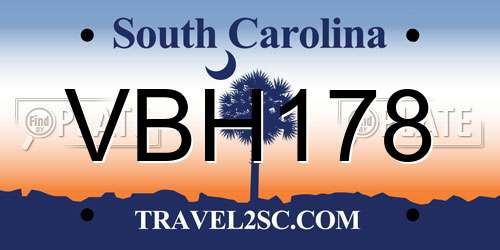 VBH178 South Carolina License Plate