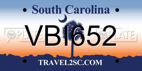 VBI652 South Carolina License Plate