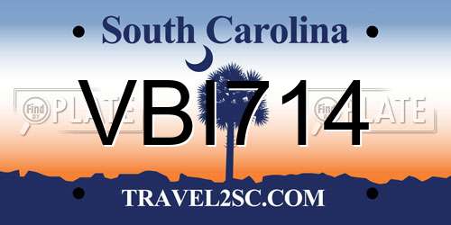 VBI714 South Carolina License Plate
