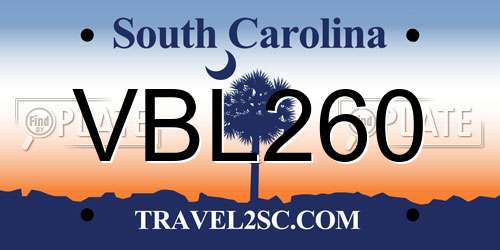 VBL260 South Carolina License Plate