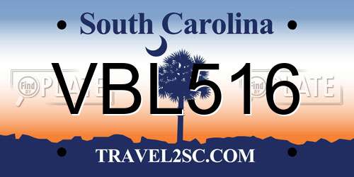 VBL516 South Carolina License Plate