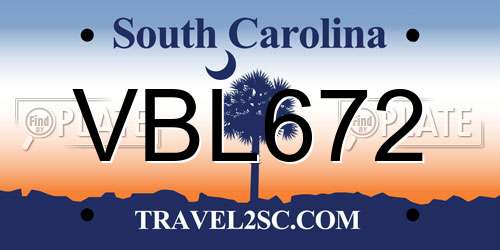 VBL672 South Carolina License Plate