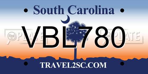 VBL780 South Carolina License Plate