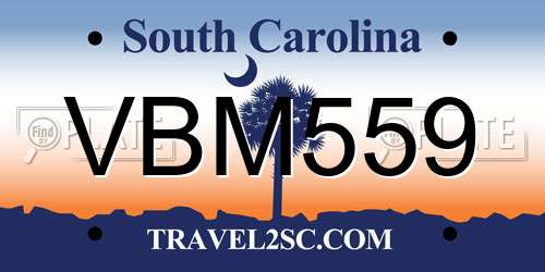VBM559 South Carolina License Plate
