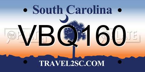 VBQ160 South Carolina License Plate