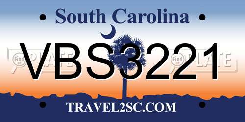 VBS3221 South Carolina License Plate