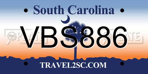 VBS886 South Carolina License Plate