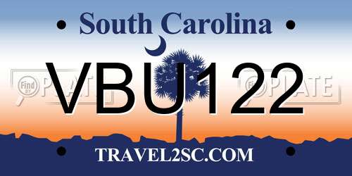 VBU122 South Carolina License Plate