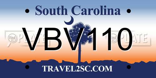 VBV110 South Carolina License Plate