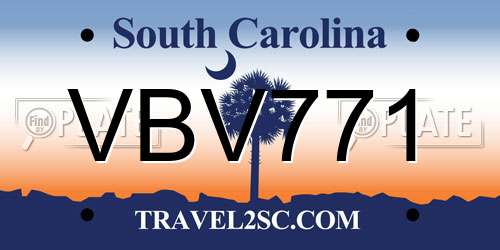 VBV771 South Carolina License Plate