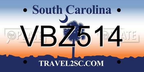 VBZ514 South Carolina License Plate
