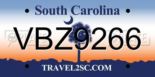VBZ9266 South Carolina License Plate